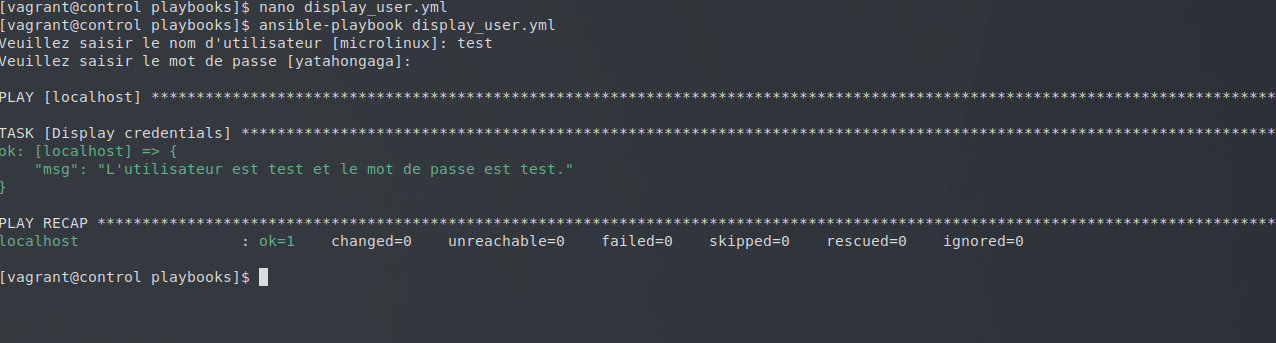 Validation du fichier avec le test
